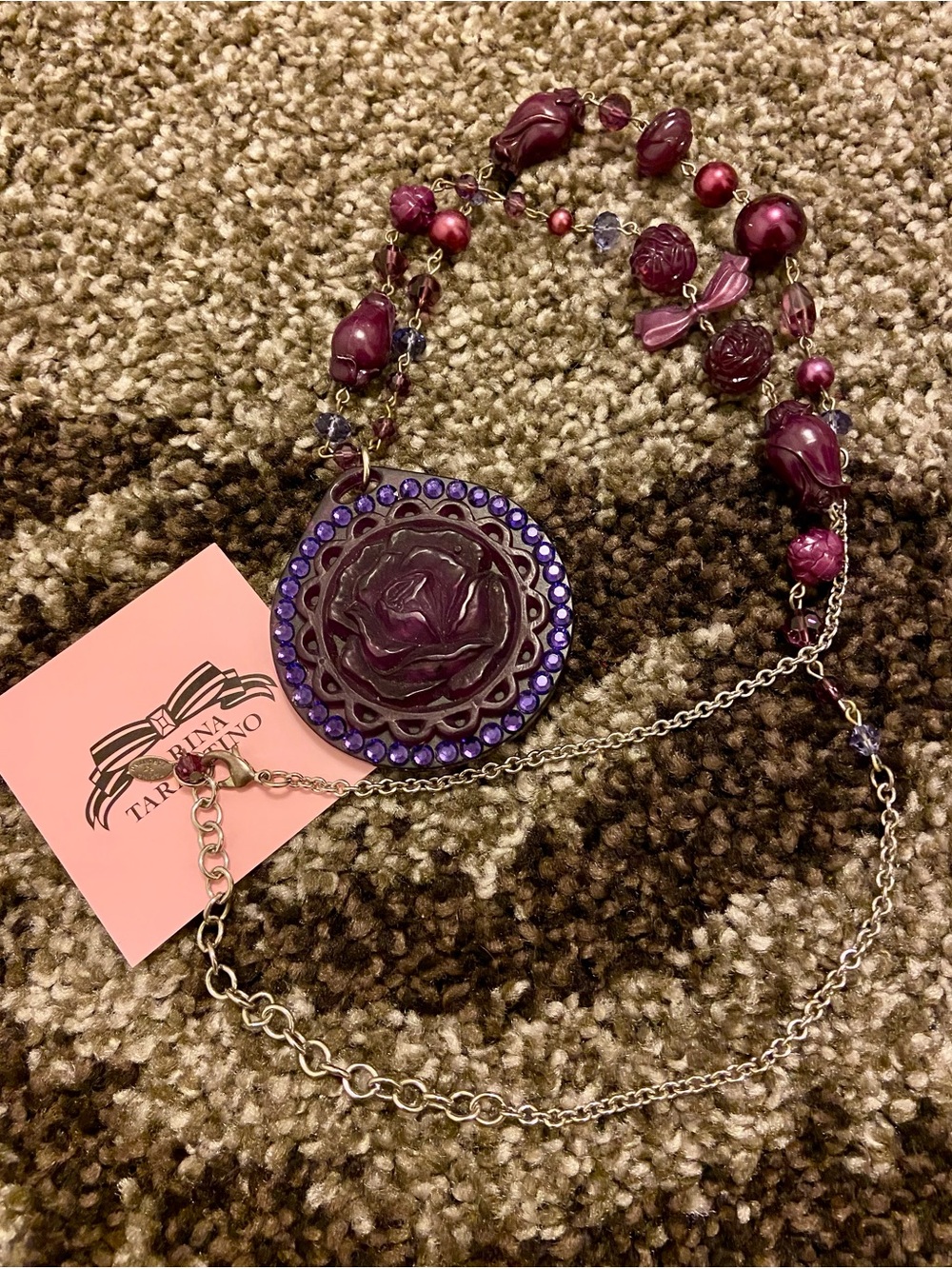 pLuM ROSE Swarovski 3D flower acrylic beads necklace Tarina Tarantino New